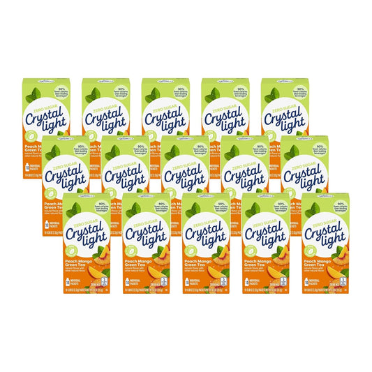 Crystal Light On The Go Peach Mango Green Tea Drink Mix, 10-Packet Box (Pack of 15)