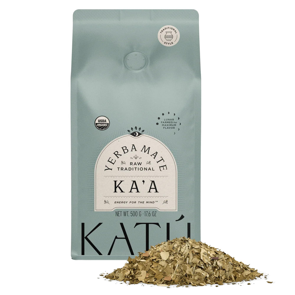 Katú Ka'a Premium Organic Loose-Leaf Raw Yerba Mate Tea, Air-Dried, Unroasted, Smooth Traditional Taste, Natural Energy, 17.6