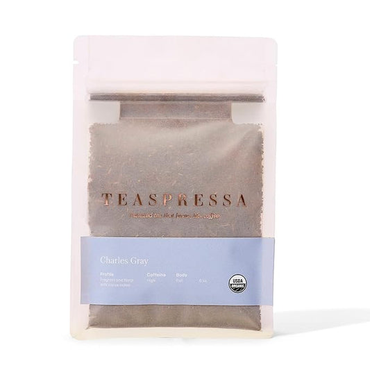 Teaspressa Organic Earl Grey Tea - Brews Like Espresso - Bold, Rich, Full-Bodied - Make Tea Lattes At Home - Naturally Caffeinated - Vegan & Gluten-Free - Makes 30 Cups - Barista Quality - Great Gift Idea