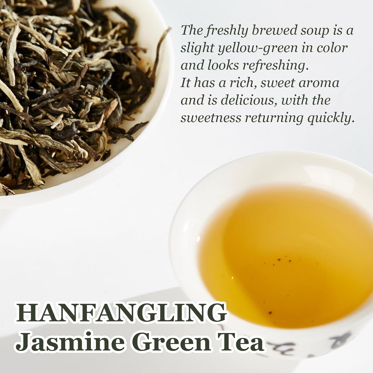 HANFANGLING Jasmine Green Tea - Premium Loose Leaf Tea with Natural Jasmine Flowers, 100% Natural, Aromatic &amp; Refreshing, 1.76oz