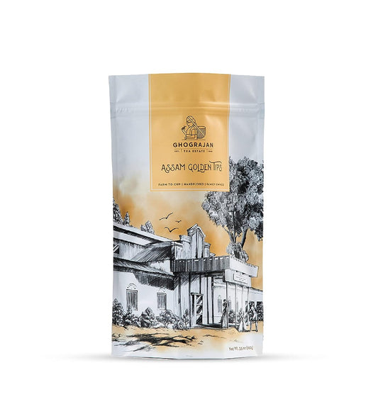 Loose Leaf Assam Black Tea with Golden Tips (200+ Cups) - Fresh Premium Second Flush Harvest - Malty, Full Bodied Breakfast Tea - 1 Pound Bulk Pouch