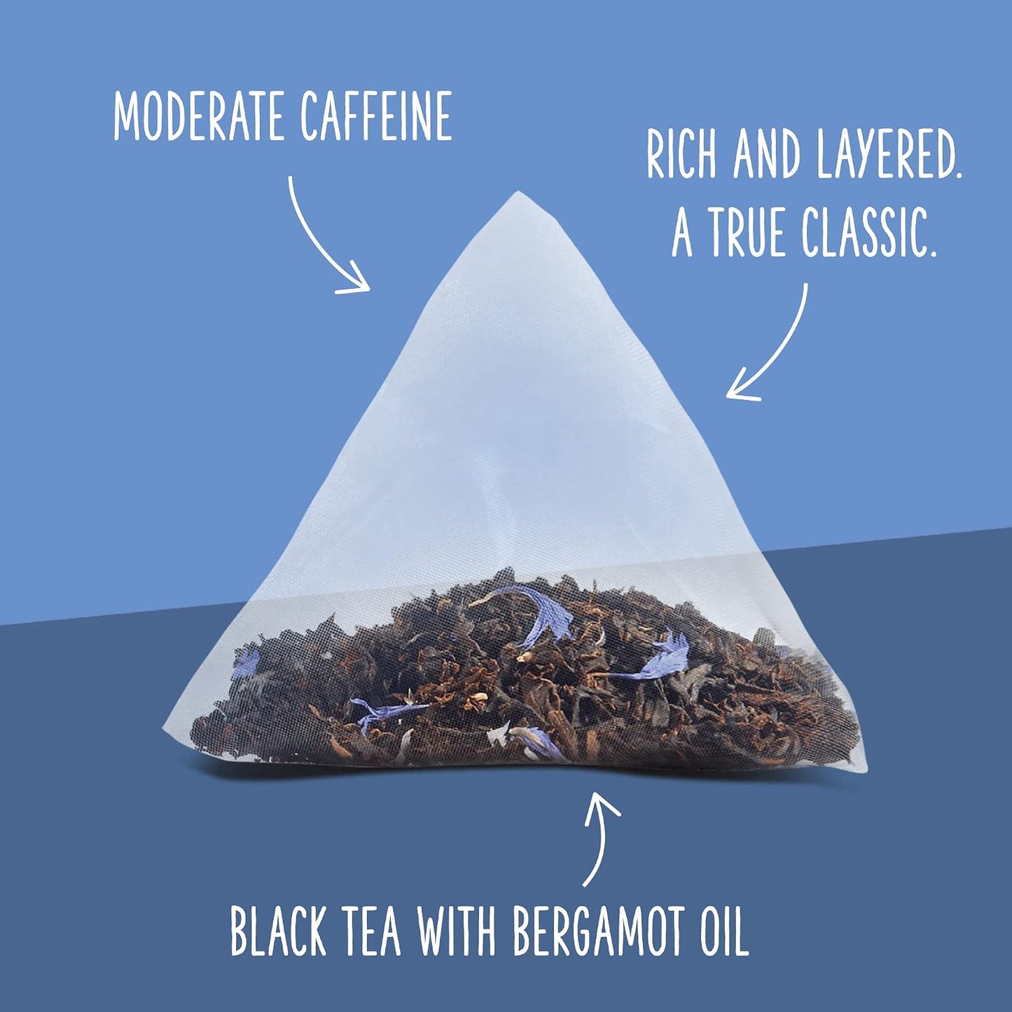 Two Leaves and a Bud Organic Earl Grey Naked Tea Sachets, 50 Ct (Pack of 1) | Whole Leaf Black Tea in Unwrapped Pyramid Sachets, Resealable Bag