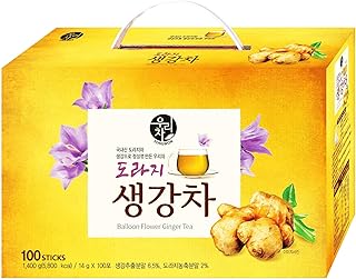 SONGWON Doraji (Balloon Flower Root) Ginger Tea Sticks, Instant Herbal Tea Powder_100 Sticks (14g Each / 49.38oz)