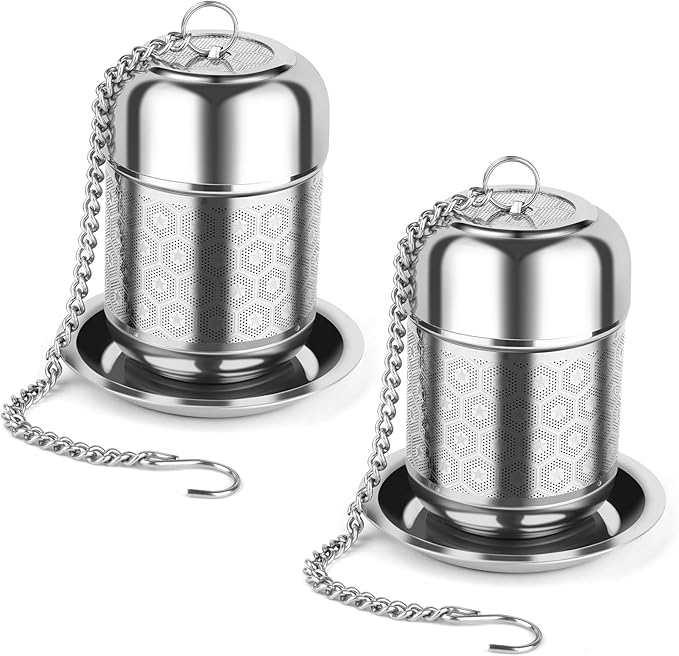Tea Infuser for Loose Leaf Tea, Extra Fine Mesh Tea Strainers, 304 Stainless Steel & Updated Slim Threaded Lid, Loose Leaf Tea Steeper for Brew Tea