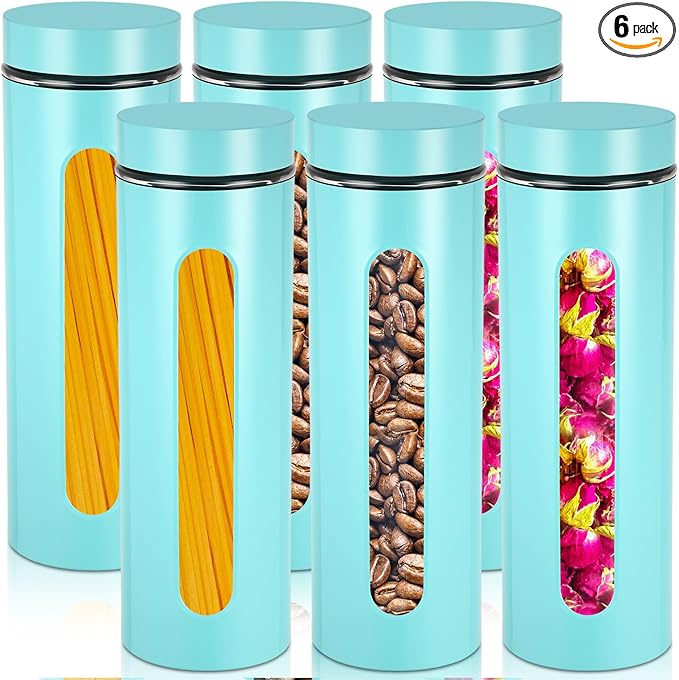 Patelai 6 Pack Kitchen Canisters Set Airtight Stainless Steel Canister Food Storage Container with W