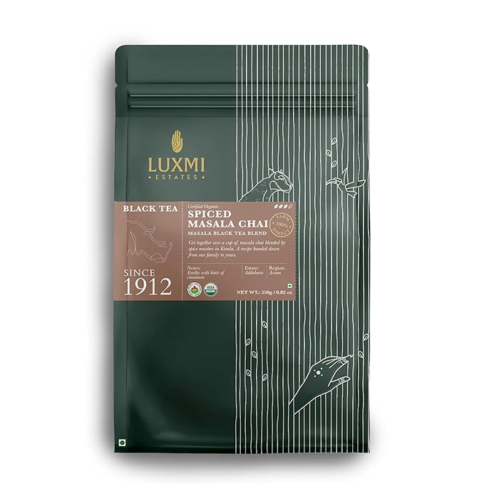Luxmi Spiced Assam CTC Tea, Masala Chai Blend from India, Tasting NOTES: Aromatic, bright, robust, spicy & zesty, 250 Grams
