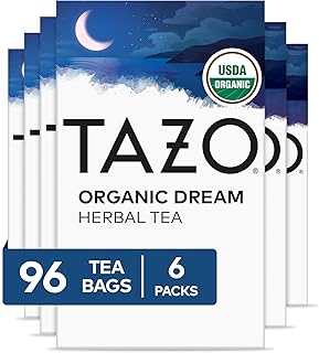 TAZO Organic DREAM Herbal Tea Bags, Caffeine-Free Bedtime Tea, Relaxing Chamomile and Lavender Blend, 96 Total Tea Bags (16ct - Pack of 6)
