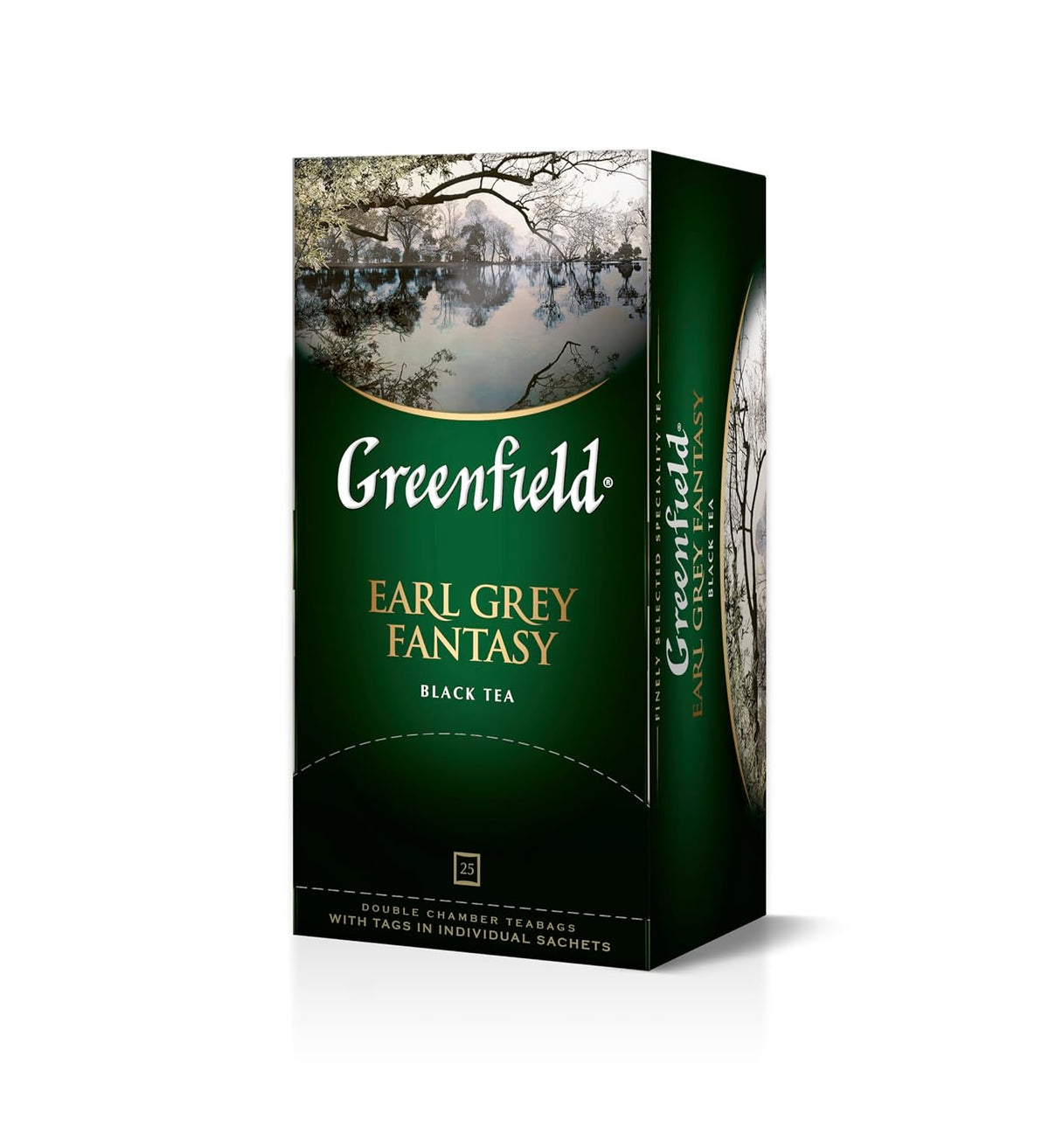 Greenfield Earl Grey Fantasy Сlassic Collection Black Tea Finely Selected Speciality Tea 25 Double Chamber Teabags With Tags in Foil Sachets