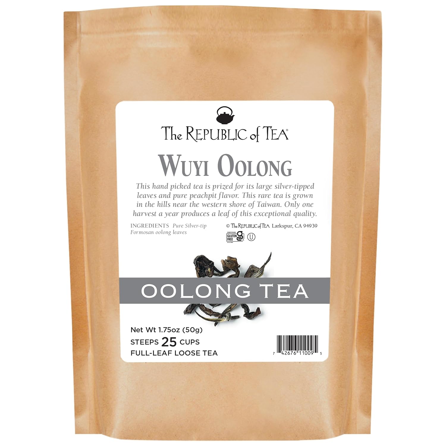 The Republic of Tea Oolong Full-Leaf Loose Tea (Wuyi Oolong Black, 1.75 oz Refill Bag)