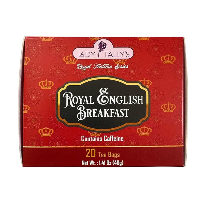 Herbal Cup Tea - Lady Tallys Royal English Breakfast, Rich Flavor and Aroma for Daily Indulgence, Caffeinated, Enjoy Hot Cold Summer Winter
