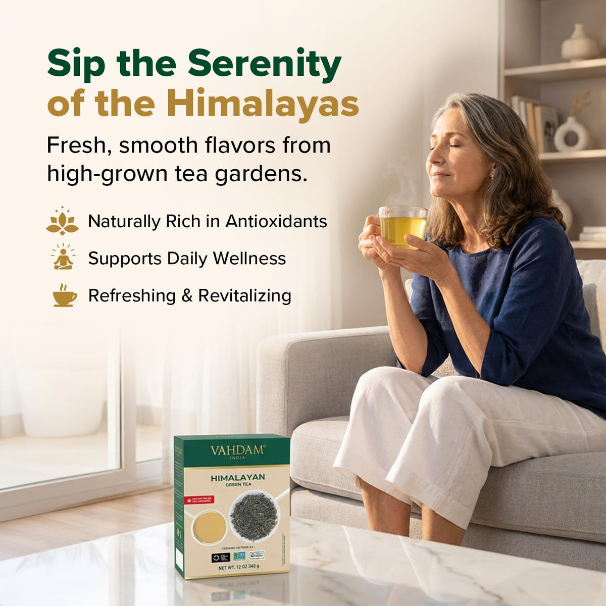 VAHDAM Himalayan Green Tea Loose Leaf (12oz|170+ Cups) Long Leaf Green Tea