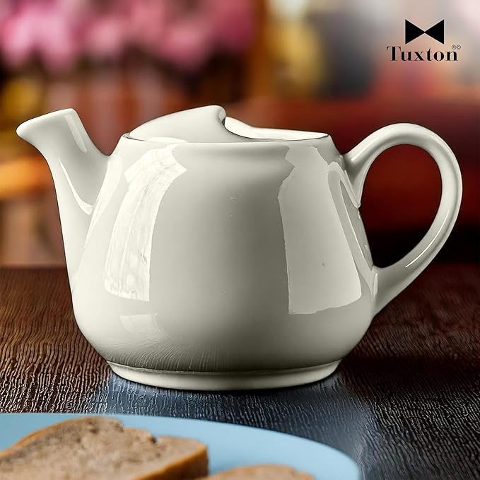 Tuxton China BET-1001 Teapot, 10 oz., 3-3/8"H, Without Lid, Microwave and Dishwasher Safe, Oven Proof, Fully Vitrified, Ceramic, TuxCare, Healthcare