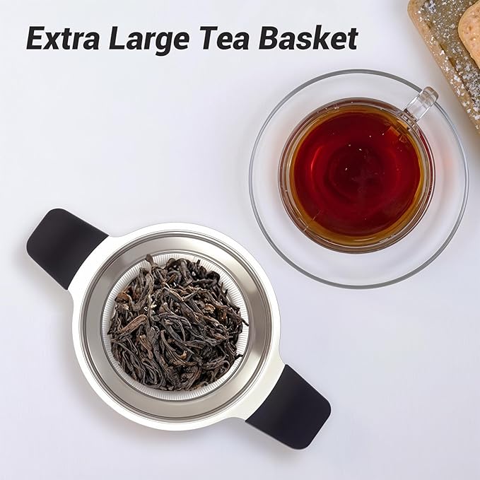 Tifanso Stainless Steel Tea Infuser Steeper Strainer for Loose Leaf Tea, Fine Mesh Reusable Diffusers Ball Bag Filter Holder with Heat Proof Handles
