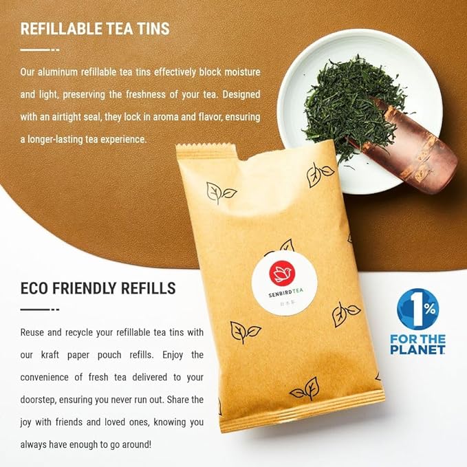 Senbird Premium Gyokuro, Japanese Shade Grown Green Tea - From Kyoto Japan - Imperial Loose Leaf Green Tea In Airtight Tea Tin (1.76oz/50g) (Ishin)