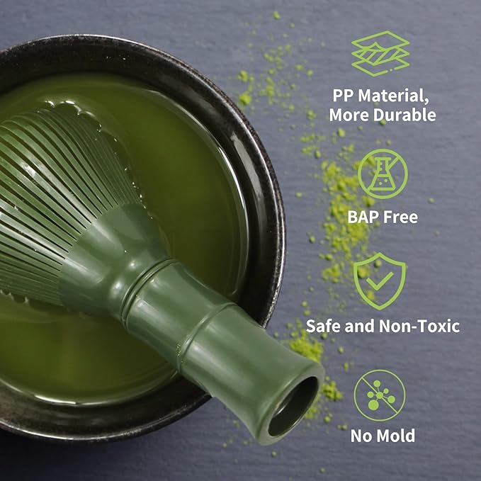 Resin Matcha Whisk Traditional Japanese Chasen Matcha Tea Whisk Gifts for Tea Lovers Reusable Plastic Matcha Whisk for Authentic Tea Preparation (green)