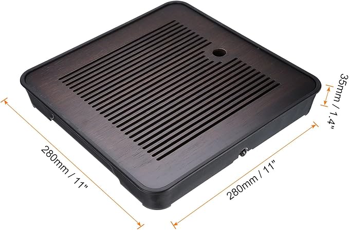 Harfington Bamboo Chinese Gong Fu Tea Tray 11" Classic Tea Tray Bamboo Tea Table Furniture Vintage Tea with Water Storage Box for Drinking Tea Brown