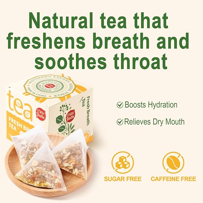 MAX Foodie Fresh Breath & Hydration Boost Herbal Tea – Osmanthus, Figs, Pear & Tangerine Peel, 7 Tea Bags (70g, 10g/bag)