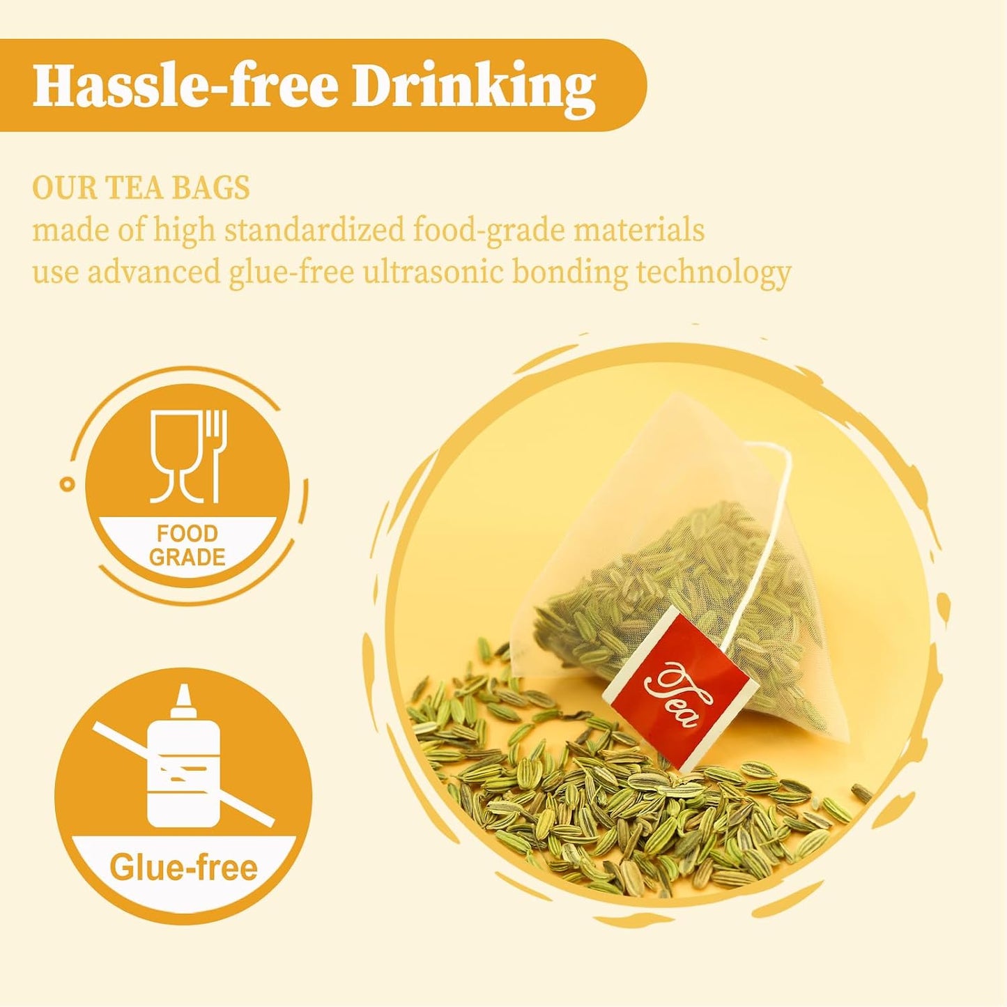 FullChea - Fennel Tea Bags, 30 Count, Whole Fennel Seeds