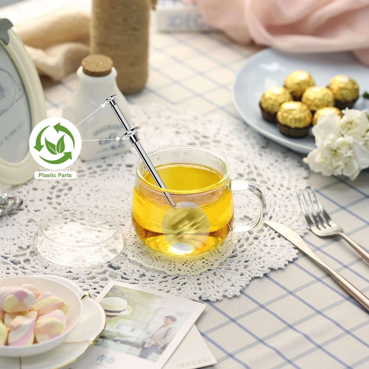 Numola Long Handle Tea Ball, Tea Infuser for Loose Leaf Tea, 2Pcs