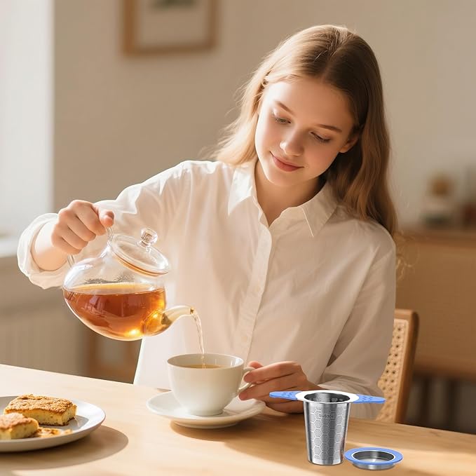 Tea Infuser for Loose Leaf Tea,18/8 Stainless Steel Tea Infuser with Heat Proof Silicone Handles
