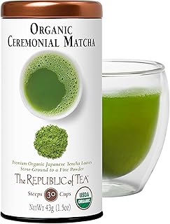 The Republic of Tea Organic Full-Leaf Japanese Matcha Green Tea Powder, 1.5 Oz Tin | Steeps 30 Cups