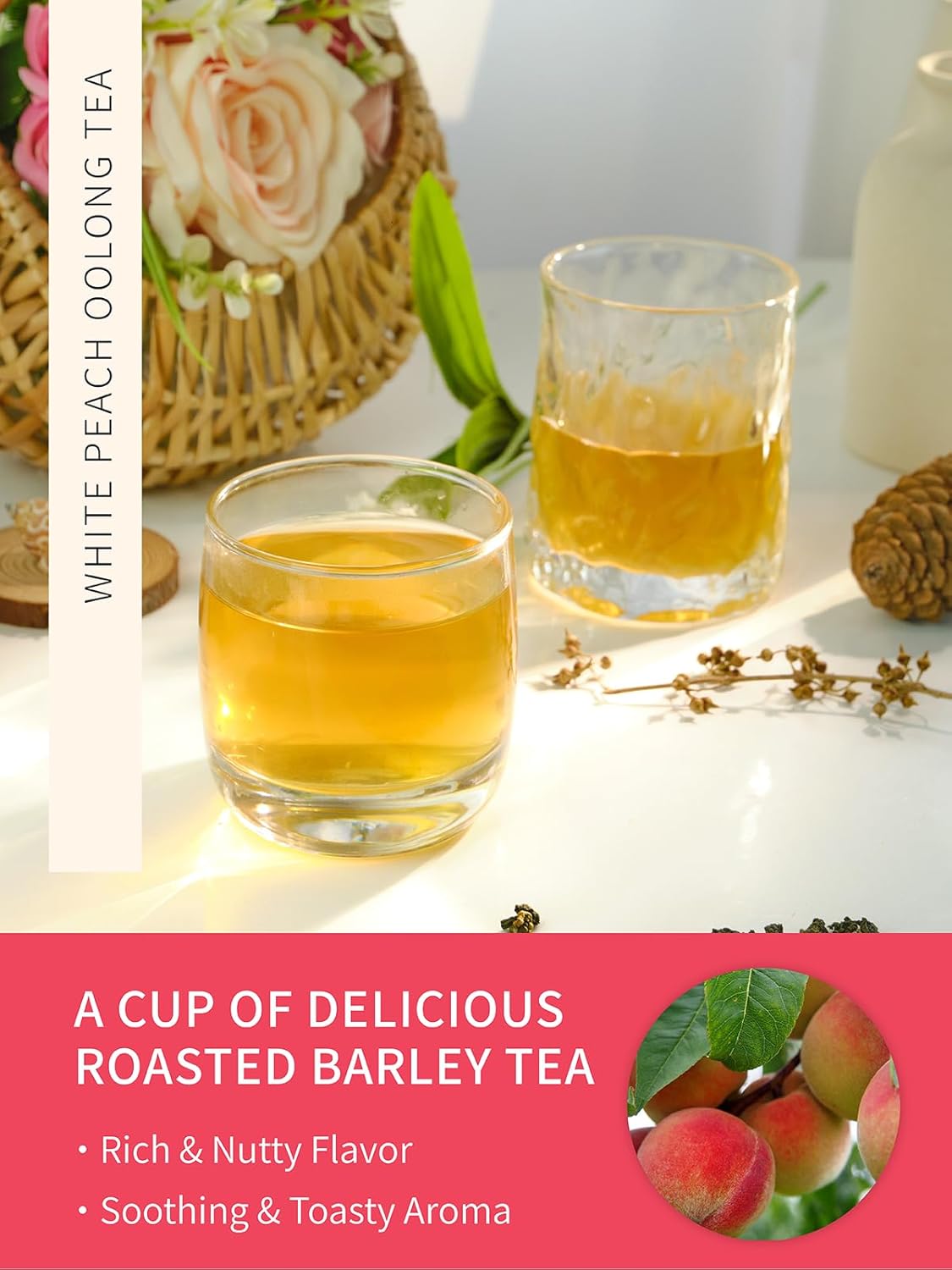 TeeLux White Peach Oolong Loose Leaf Tea, Peach Aroma & Slightly Sweet Flavor, Hot & Iced Tea, 5.3 Ounce
