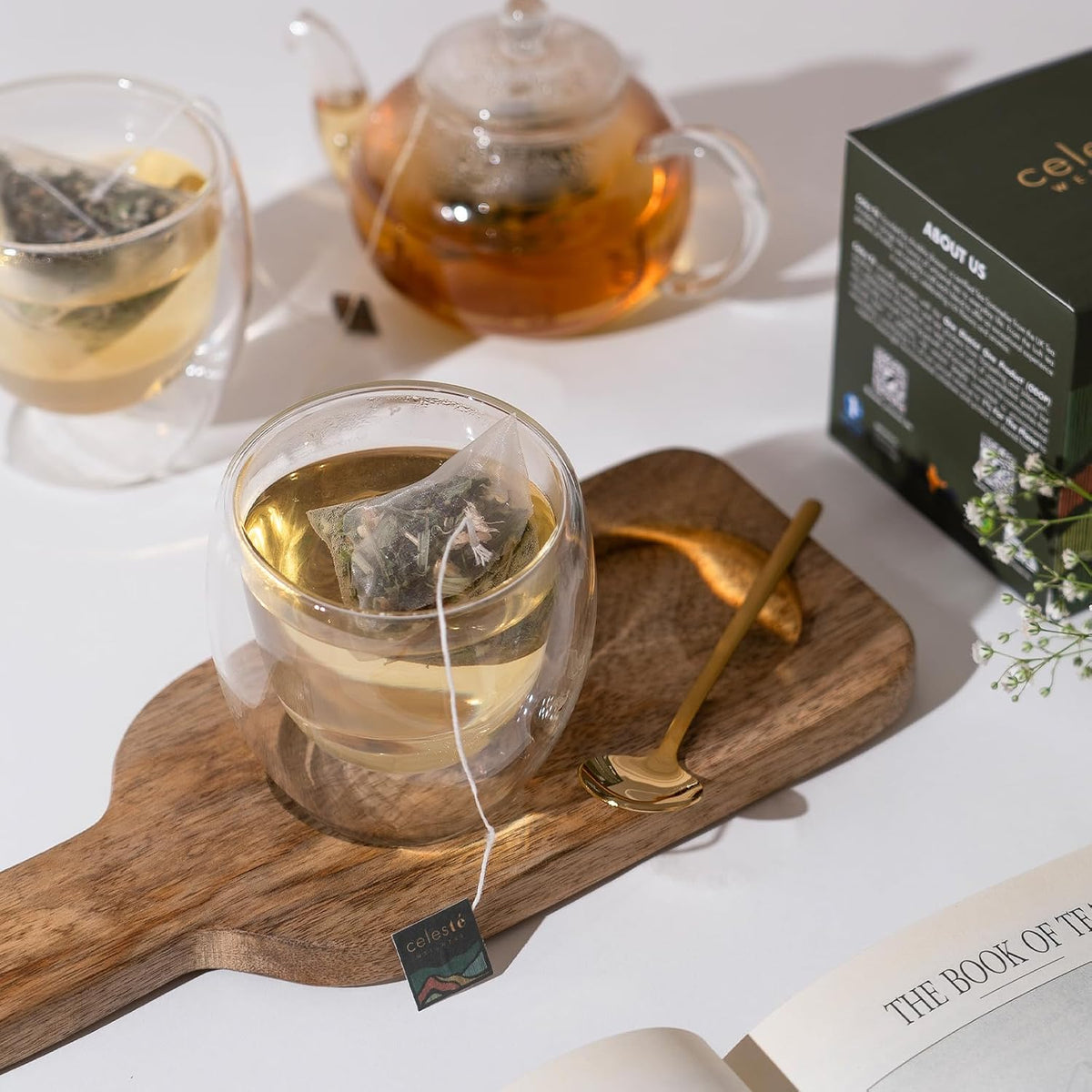 Celeste Chamomile Bloom Herbal Tea | Lavender Chamomile Tea with Mint | Caffeine Free Bedtime Tea | 20 Pyramid Tea Bags | Natural Ingredients