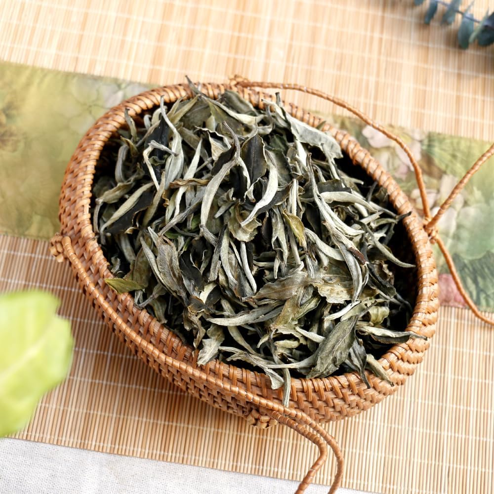 SANRAN White Peony Tea Loose Leaf, Bai Mu Tan Yunnan Bai Cha, 2.82 Ounce