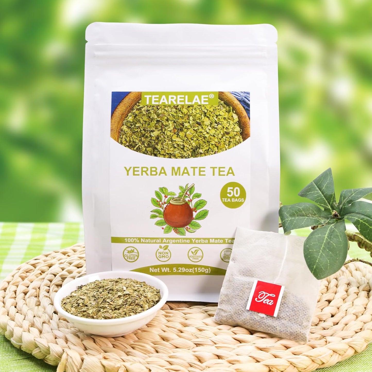 TEARELAE - Yerba Mate Tea Bags, 50 Count, Unsmoked Yerba Mate Tea