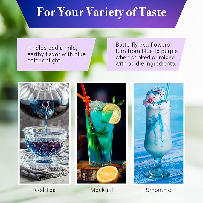 Butterfly Pea Flower Tea 1 LB (1000+ Cups) | Cut and Sifted | Makes Beautiful Blue Or Purple Food Coloring | Blue tea Butterfly Pea Flower | Non-Gmo, Ethically Sourced | By Yogi's Gift®