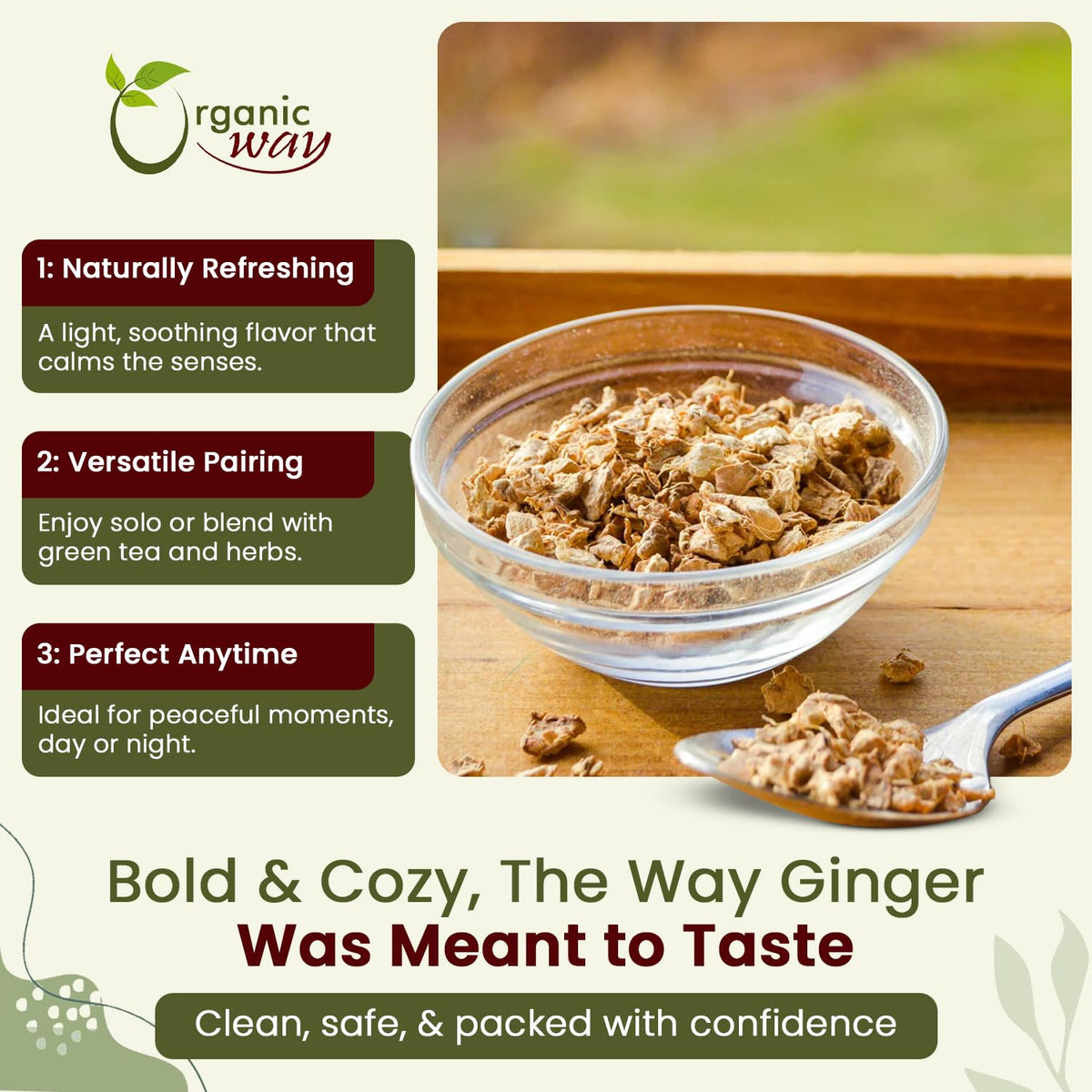 Organic Way Dried Ginger Root Cut & Sifted - Herbal Tea (2 LBS)