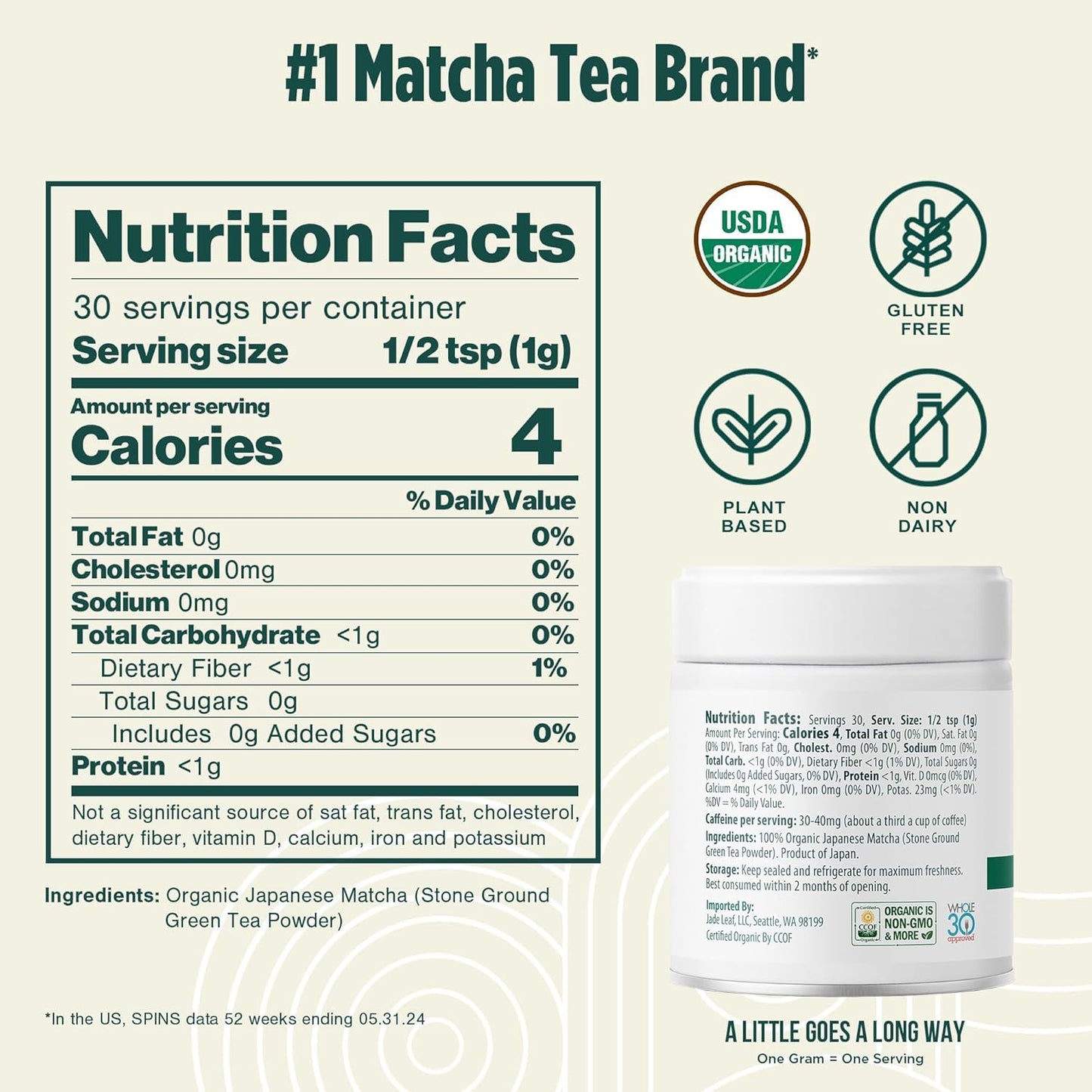 Jade Leaf Ceremonial Grade Matcha Powder, 30g / 1.06oz Tin | Teahouse Edition - Ideal for Matcha Lattes or Tea Ceremonies! - Authentic Japanese Matcha Green Tea Powder - USDA Organic