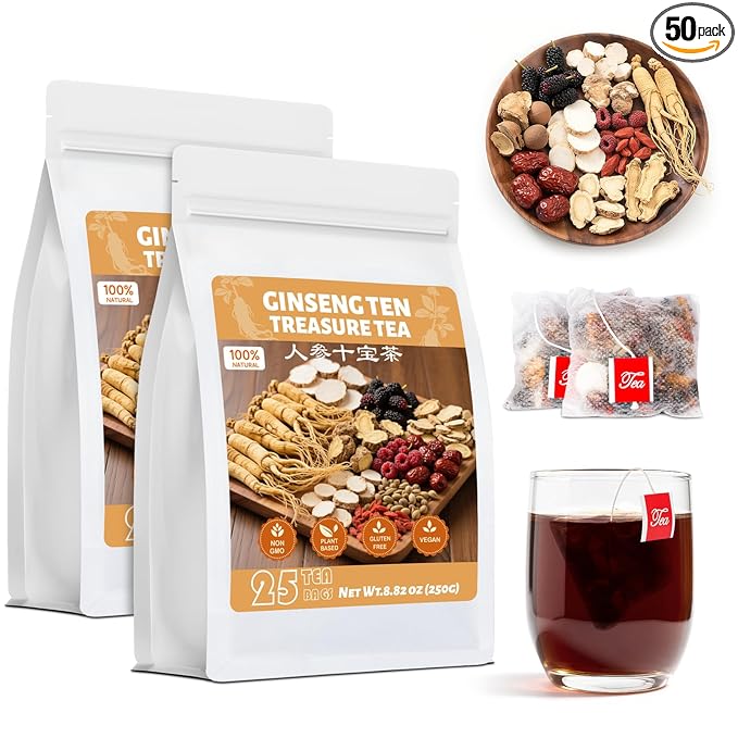 Ginseng Ten Treasures Kidney Tea, Natural Ginseng & Mulberry Herbal Tea kidney cleanse detox & repai
