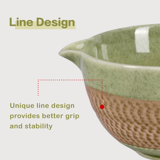 CAMATET Matcha Bowl with Spout, 500 ml/18 oz Ceramic Matcha Mixing Bowl, Japanese Ceremonial Matcha Chawan for Matcha
