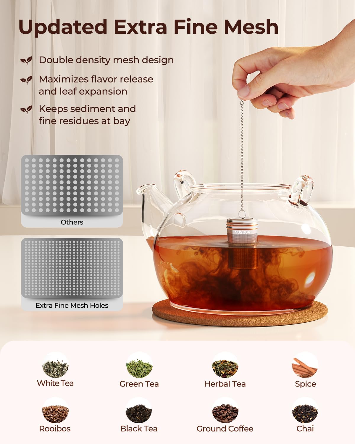 2 Pack Reinmoson 304 Stainless Steel Tea Infuser for Loose Leaf Tea