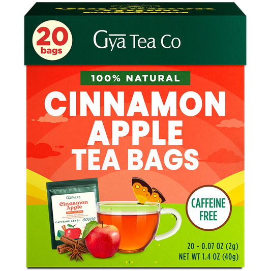 Apple Cinnamon Tea Bags 20 Count - 100% Natural Caffeine Free Herbal Tea | Cinnamon, Apple &amp; Hibiscus Blend, Hot or Iced, No Artificial Ingredients, Spiced Warming &amp; Cozy Fall Flavor