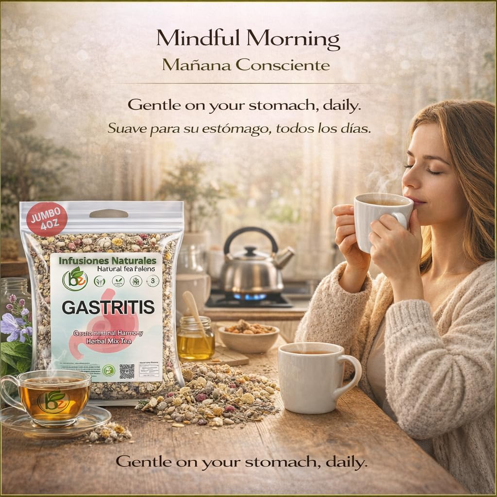 Gastritis-BYE Herbal Tea – 100% Natural Herbal Infusion – Compuesto de Hierbas Naturales – 4 oz – Herbal Mixture for Digestive Comfort – Té para Bienestar Estomacal – Non-GMO | No Cafeína