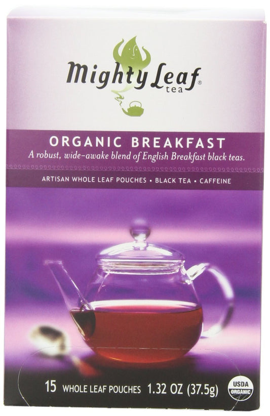 Mighty Leaf Breakfast Black Tea - (Packs of) Pouches - Premium Caffein - 45 Count Tea Pouches - Premium Black Tea with Rich Flavor - Individually Wrapped Tea Bags