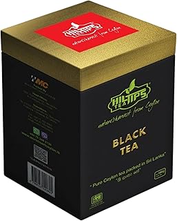 Loose Leaf, Pure Ceylon Black Tea 100g, Exquisite Blend, In a Reusable Square Caddy, Hiltips