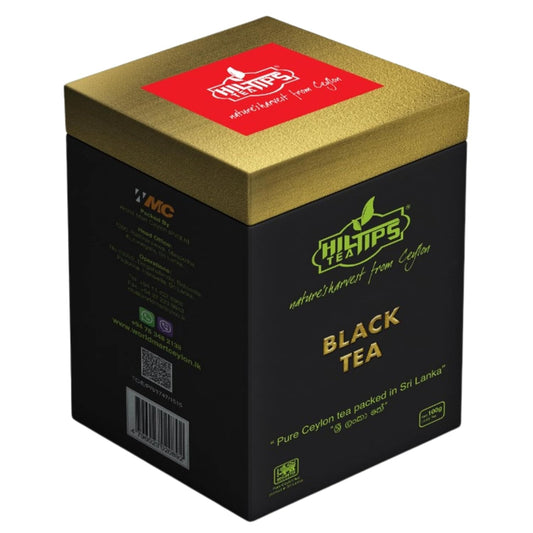 Loose Leaf, Pure Ceylon Black Tea 100g, Exquisite Blend, In a Reusable Square Caddy, Hiltips