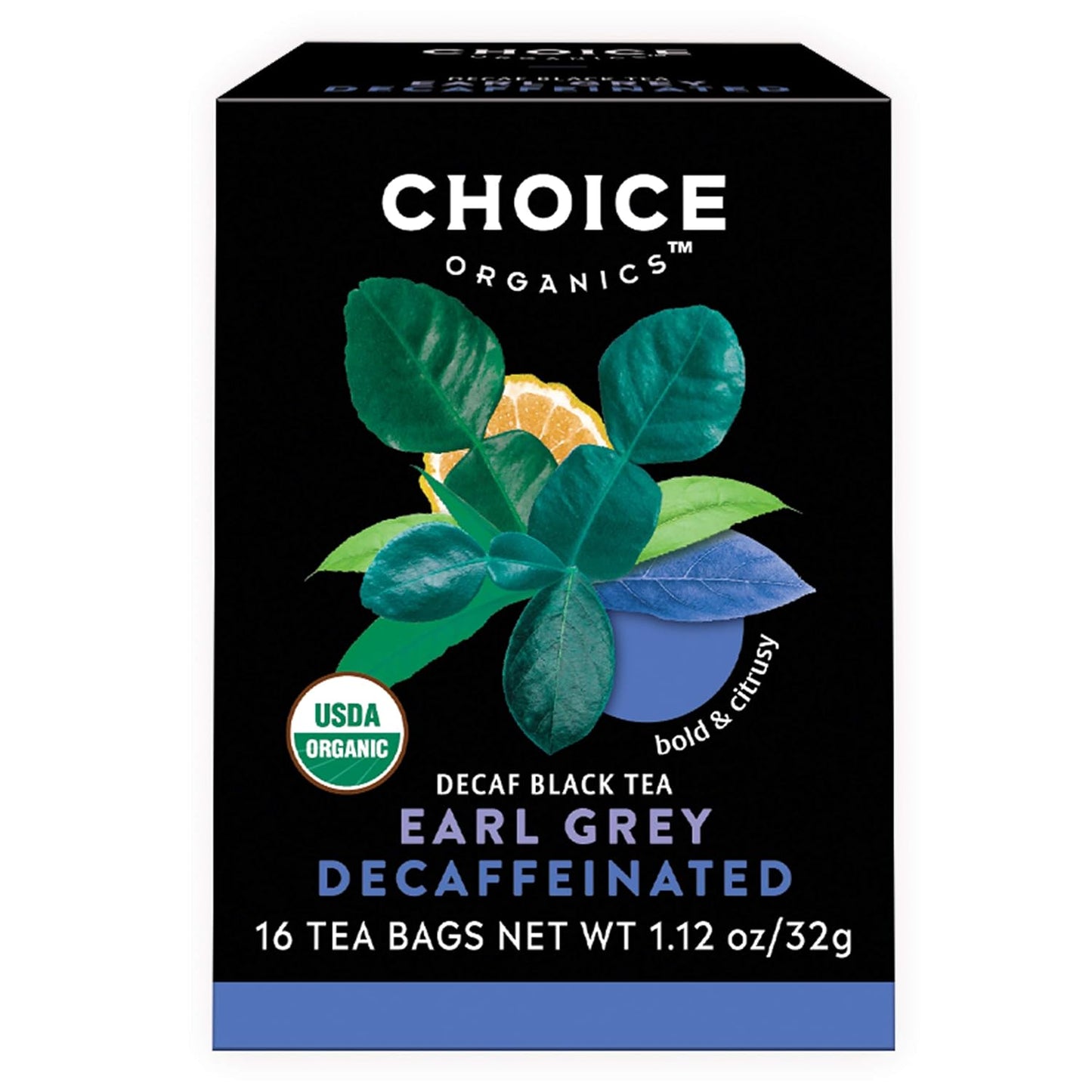 Choice Organics Decaffeinated Earl Grey Tea, 16 Tea Bags (3 Pack)