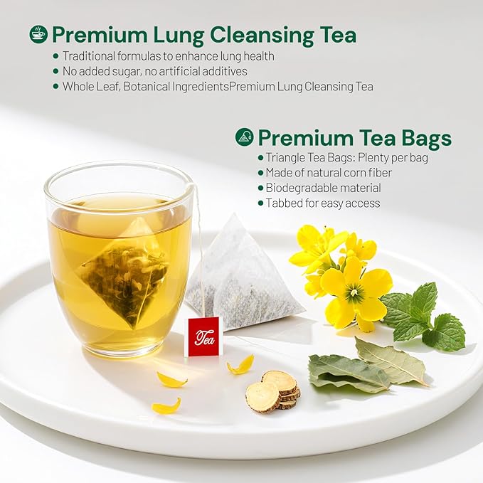 Natural Mullein Tea Bags – Mullein Leaf & Mint Herbal Blend, Caffeine-Free, 20 Bags