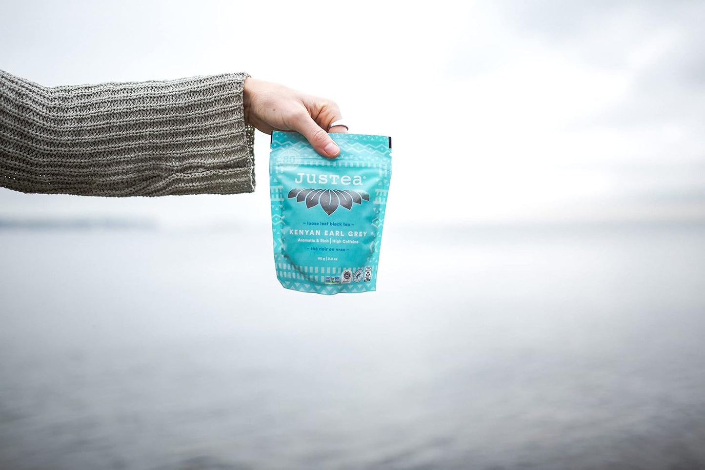 JusTea KENYAN EARL GREY Loose Leaf Black Tea, 40+ Cups Pouch, 4/5 Caffeine | Fair-Trade KENYAN EARL GREY Loose Leaf Black Tea. 90g/3.2oz Resealable Pouch. Steeps 40+ cups. 4/5 Caffeine. Organic.
