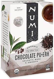 Numi Organic Chocolate Pu-erh Tea, 48 Dark Tea Bags with a Smooth Rich and Velvety Flavor