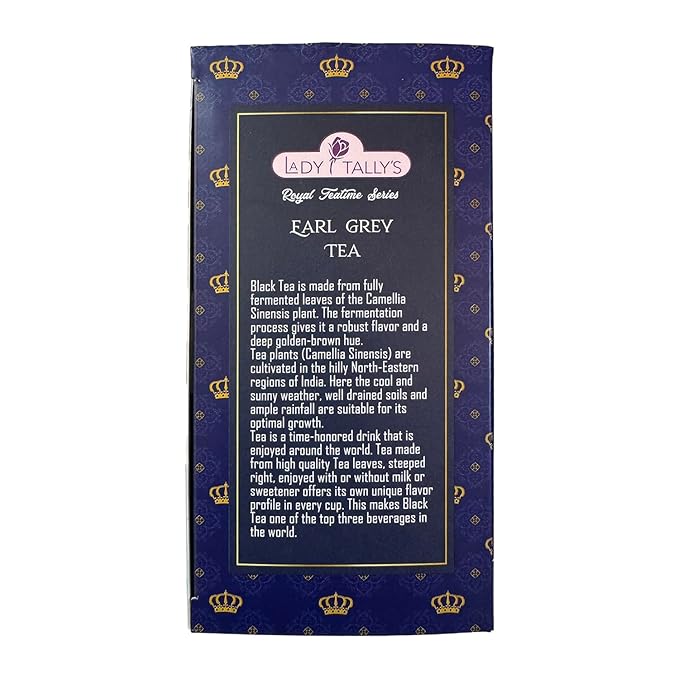 Herbal Cup Tea - Lady Tallys Earl Grey, Rich Flavor and Aroma for Daily Indulgence, Caffeinated, Enjoy Hot Cold Summer Winter, 20 Teabags (Pack of 6)