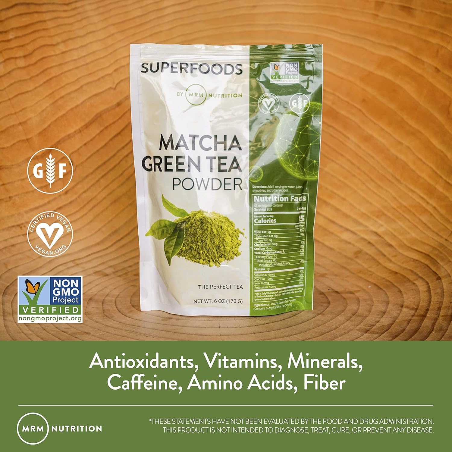 MRM Nutrition Superfoods Matcha Green Tea Powder - Grown In Japan, Superfood Powder for Matcha Lattes, Smoothies & Baking -Vegan, Gluten-Free and Non-GMO verified - 42 Servings