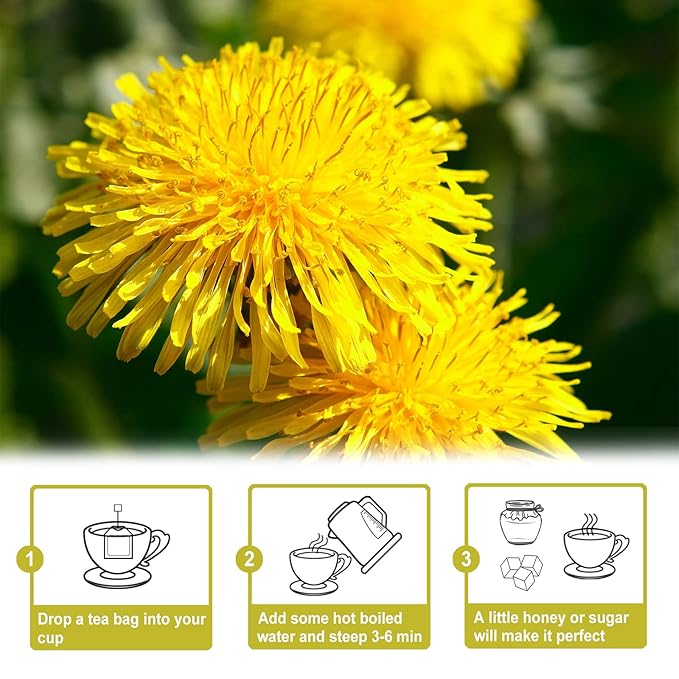 Tearelae - Dandelion Root Tea - 2.5g x 50 Count Premium Raw Dandelion Root Tea Bags - Caffeine Free - Mellow & Slightly Bitter Flavor