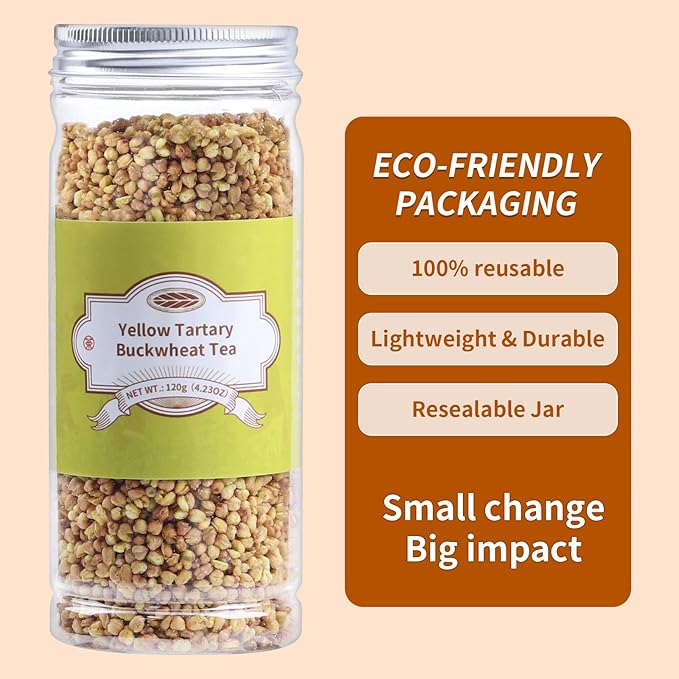 ANTAKUBU Buckwheat Tea,4.23oz/120g, Yellow Tartary Buckwheat,Soba Tea,Nature Soba Cha Herbal Tea,Delicious Authentic Taste,黄苦荞茶,Roasted Nuts Aroma,Gluten Free，Ideal for Gift