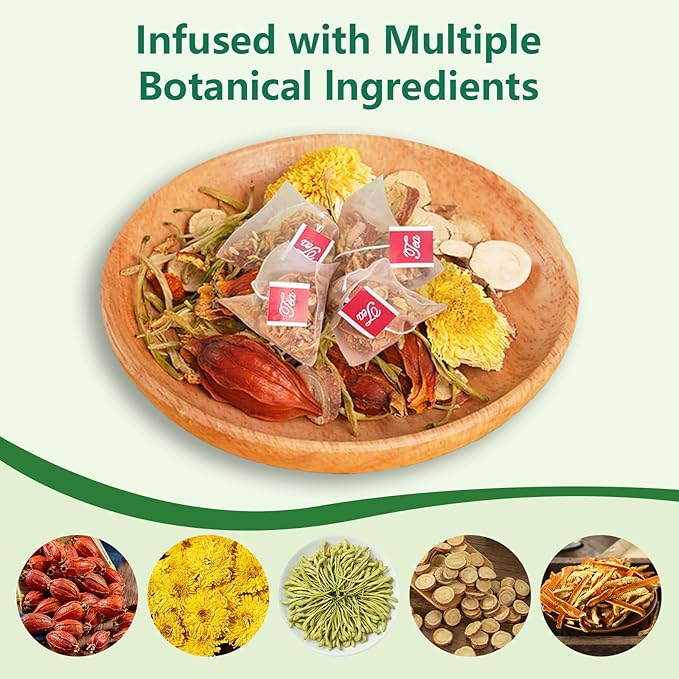12 Tea Bags Chicory & Gardenia Herbal Tea - Gardenia, Chicory, Honeysuckle, Licorice, Tangerine Peel, Natural Sugar Free Blend