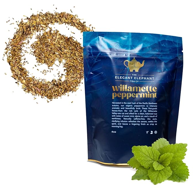 Willamette Peppermint Tea, Organic Loose Leaf Mint Herbal Tea – Soothing, Caffeine-Free – Refreshing Hot or Iced